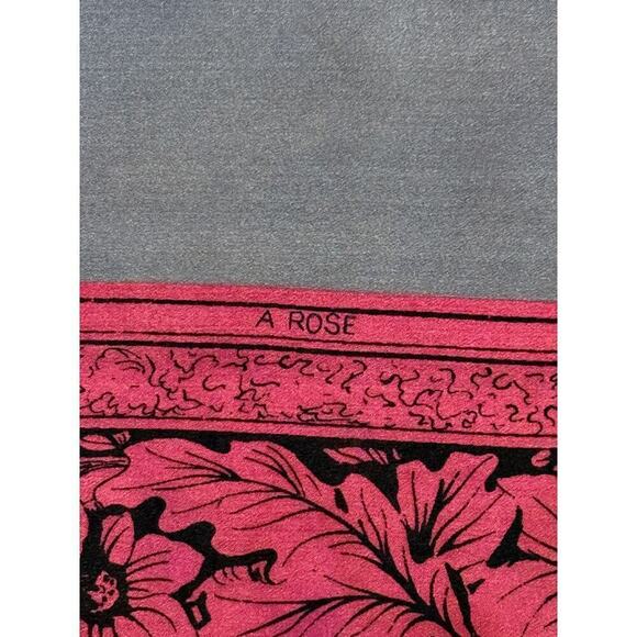 VTG 1950s "A Rose" Silk Charmeuse Scarf 30" Square Gorgeous Pink & Gray - Picture 4 of 5